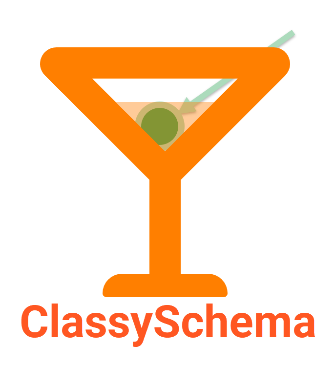 Classy Schema Logo - a martini glass with an olive