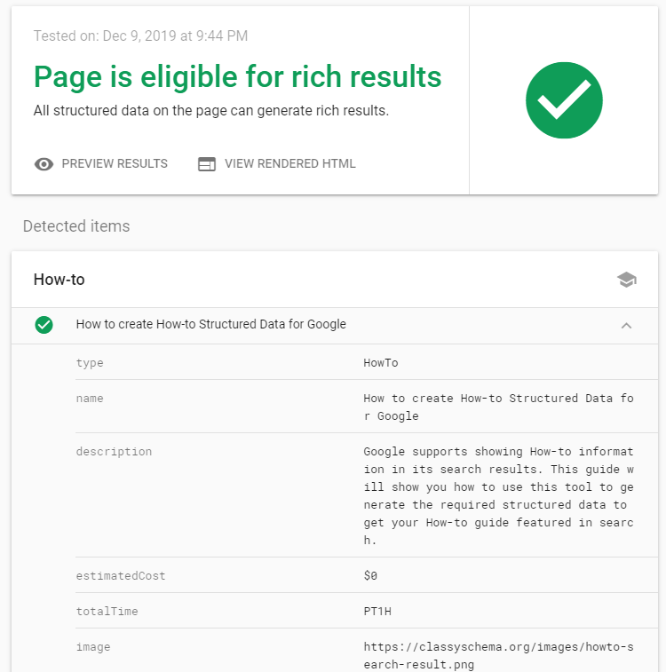 Google Rich Results Testing Tool