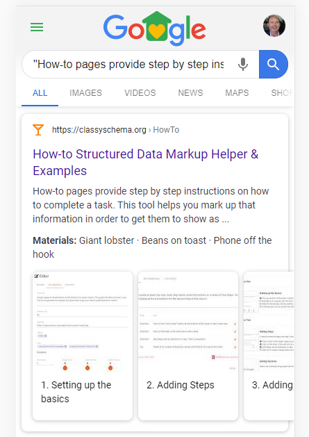 How to featured snippet in a Google search result