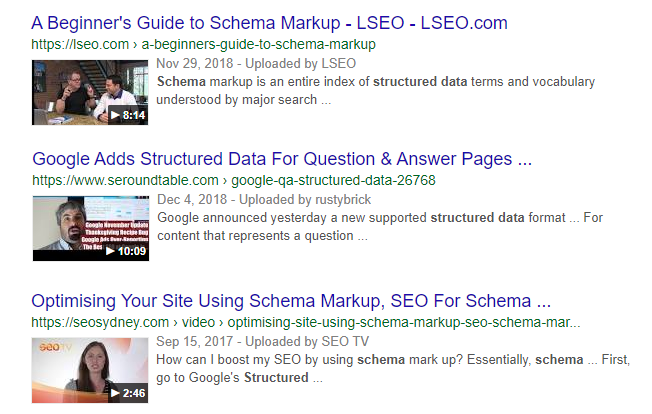 schema markup for youtube videos